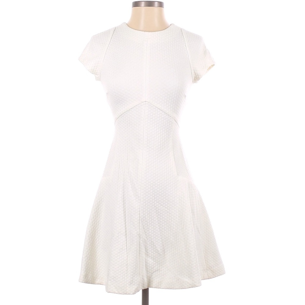 Banana Republic White Textured Fit-and-Flare Dress